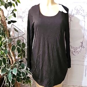 Eileen Fisher NWT Heathered Brown Long Sleeve Scoop Neck Tunic Large